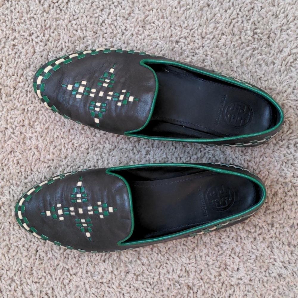 Tory Burch Loafers Flats 9.5 - Navy, Green